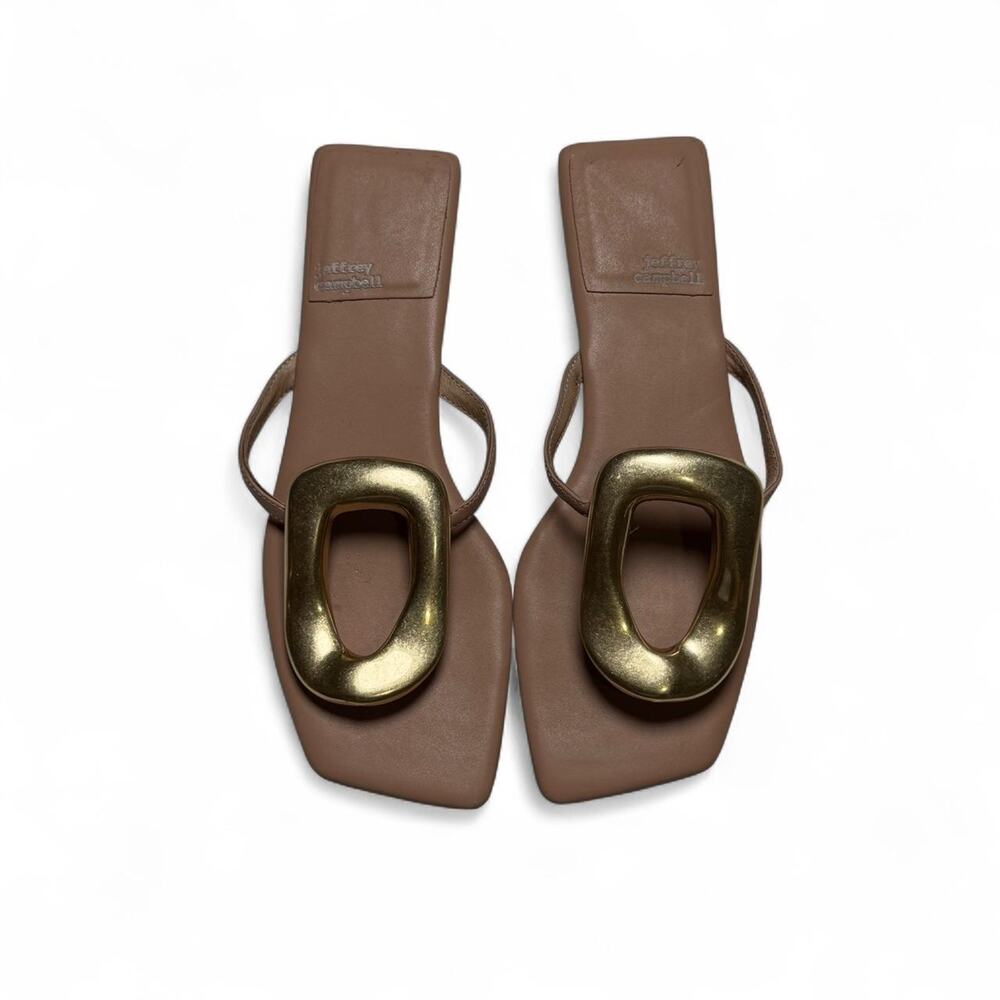 Women’s Jeffrey Campbell Linques Flip Flops Size 8 In Beige/Gold